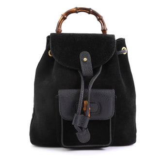 Vintage Bamboo Backpack Suede Mini