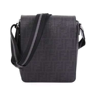 Fendi Flap Messenger Bag Zucca Coated Canvas Small Black