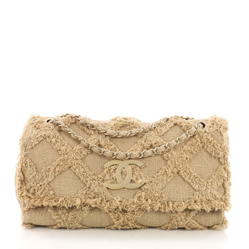 Chanel Nature Flap Bag Quilted Tweed Jumbo Neutral 3961366