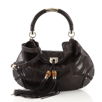 Gucci Indy Hobo Python Large Brown