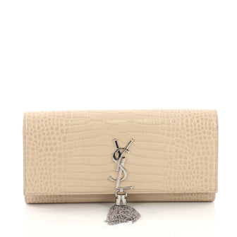 Saint Laurent Classic Monogram Tassel Clutch Crocodile 3961501