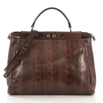 Fendi Peekaboo Handbag Python Large Brown