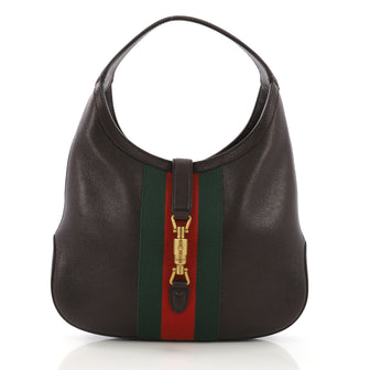 Gucci Web Jackie Soft Hobo Leather Medium Brown 3961737