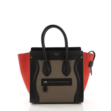 Celine Tricolor Luggage Handbag Leather Micro Multi Color