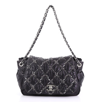 Chanel Tweed On Stitch Bubble Accordion Flap Bag Quilted 3961790