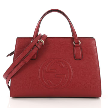 Gucci Soho Convertible Top Handle Satchel Leather Medium Red