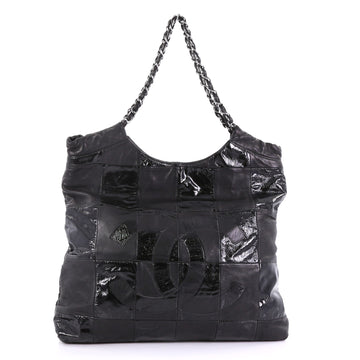 Chanel Brooklyn Tote Leather Patchwork Medium Black 3962301
