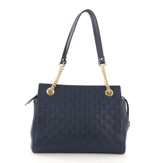 Gucci Soft Signature Shoulder Bag Guccissima Leather Medium Blue 396502