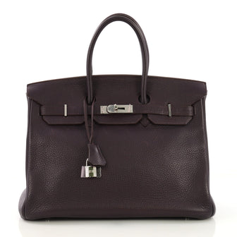 Hermes Birkin Handbag Purple Clemence with Palladium 396541