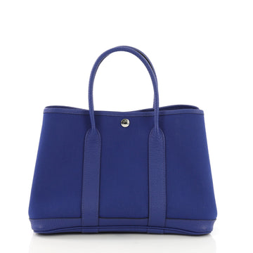 Hermes Garden Party Tote Toile and Leather 30 Blue 396611