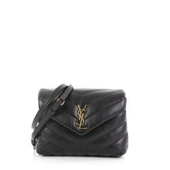 Saint Laurent LouLou Shoulder Bag Matelasse Chevron Leather Toy Black 3966723