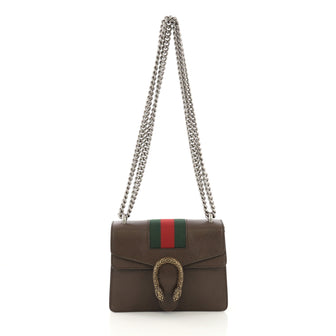 Gucci Web Dionysus Handbag Leather Mini Brown
