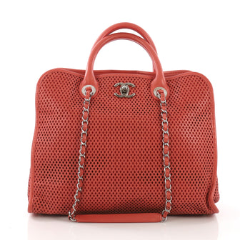 Chanel Up In The Air Convertible Tote Perforated Leather Red 39675/23