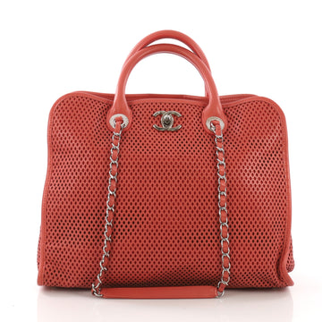 Chanel Up In The Air Convertible Tote Perforated Leather Red 39675/23