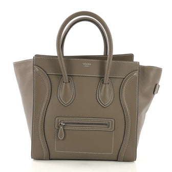 Celine Luggage Handbag Grainy Leather Mini Neutral 3967529