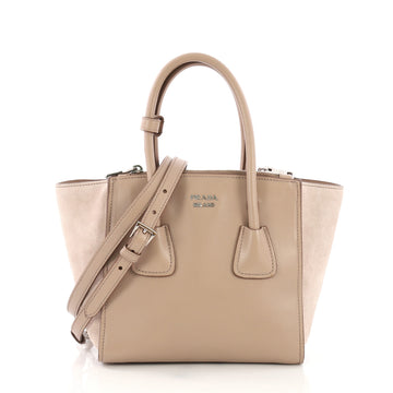 Prada Twin Pocket Tote Glace Calf and Suede Mini Neutral