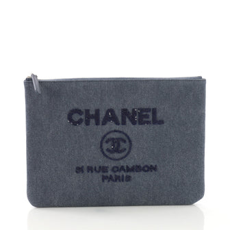 Chanel Deauville Pouch Denim with Sequins Medium Blue