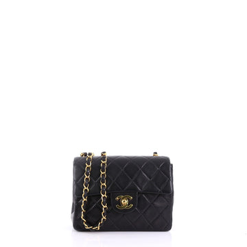 Chanel Vintage Square Classic Single Flap Bag Quilted Lambskin Black 39675/61