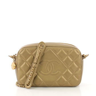 Chanel Diamond CC Camera Case Bag Quilted Lambskin Small Gold 39675/72
