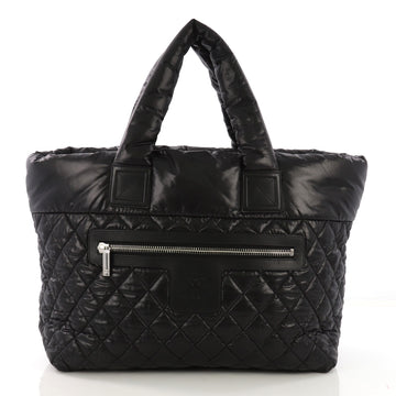 Chanel Coco Cocoon Zipped Tote Quilted Nylon Large Black 39675/73 