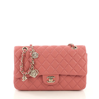 Chanel Valentine Crystal Hearts Flap Bag Quilted Lambskin Medium Pink 39675/77