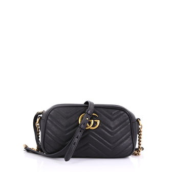 Gucci GG Marmont Shoulder Bag Matelasse Leather Small Black 396757