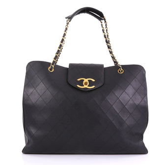 Chanel Vintage Supermodel Weekender Bag Quilted Leather Large Black 3967582