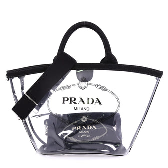 Prada Logo Tote PVC Black