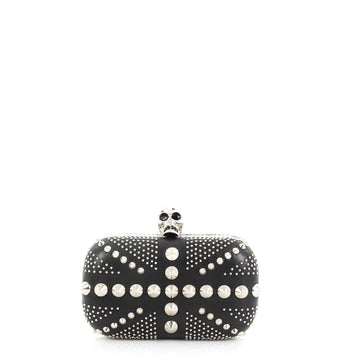 Alexander McQueen Britannia Skull Box Clutch Studded Leather Black 396794