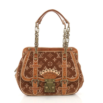 Louis Vuitton Gracie Handbag Monogram Velour and Alligator MM Brown 396796