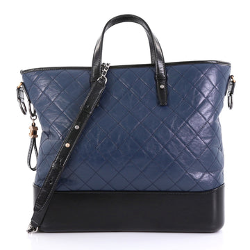 Chanel Gabrielle Shopping Tote Quilted Calfskin Large Blue 396801