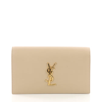 Saint Laurent Classic Monogram Clutch Leather Neutral 396811