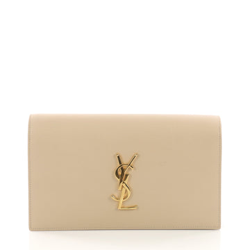 Saint Laurent Classic Monogram Clutch Leather Neutral 396811