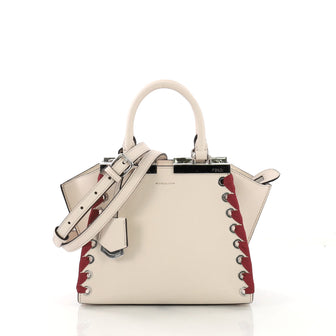 Fendi 3Jours Handbag Leather with Ribbon Whipstitch Mini Neutral