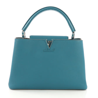 Louis Vuitton Capucines Handbag Leather MM Blue 3968325