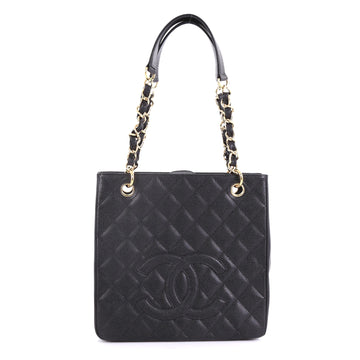 Chanel Petite Shopping Tote Quilted Caviar Black