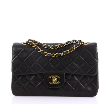 Chanel Vintage Classic Double Flap Bag Quilted Lambskin Small Black 39685/18