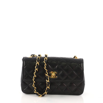 Chanel Vintage Flap Bag Quilted Lambskin Mini Black 3968522