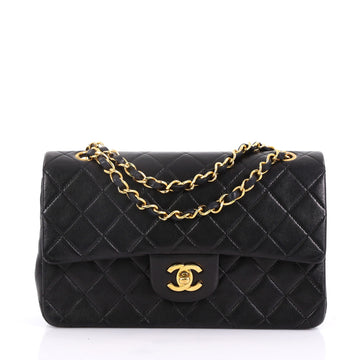 Chanel Vintage Classic Double Flap Bag Quilted Lambskin Small Black