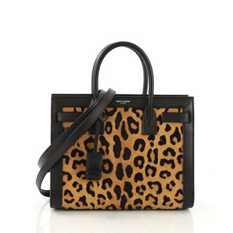 Saint Laurent Sac de Jour Handbag Pony Hair Baby Black 3968555