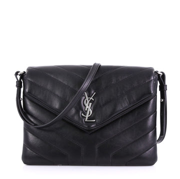 Saint Laurent Model: LouLou Shoulder Bag Matelasse Chevron Leather Small Black 39685/56