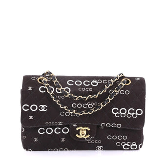 Chanel Coco Classic Double Flap Bag Quilted Printed Canvas Medium