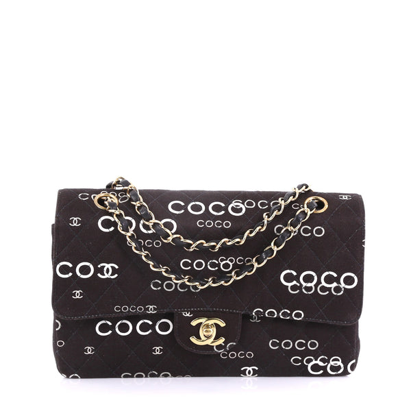 Chanel Coco Classic Double Flap Bag Quilted Printed Canvas 3968558
