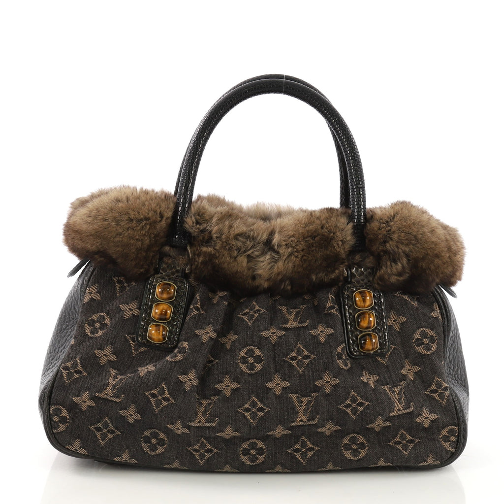 Louis Vuitton Trapeze Handbag Denim with Fur and Lizard PM at 1stDibs