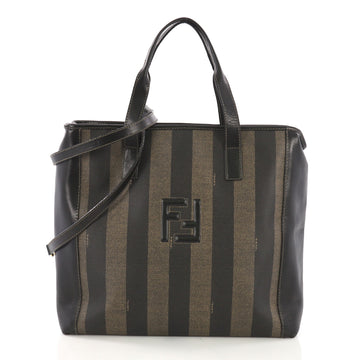 Fendi Vintage Pequin Convertible Tote Coated Canvas Large Brown