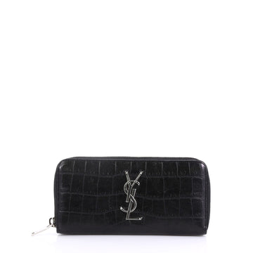 Saint Laurent Classic Monogram Zip Around Wallet Crocodile