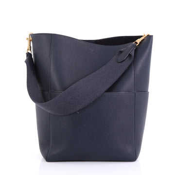 Celine Sangle Seau Handbag Goatskin Large Blue 396892