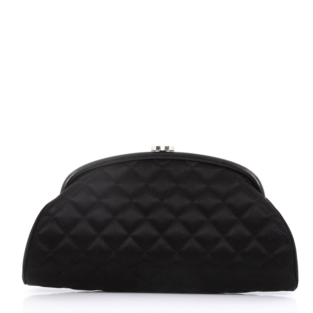 Chanel Timeless Clutch Quilted Satin Black 396893