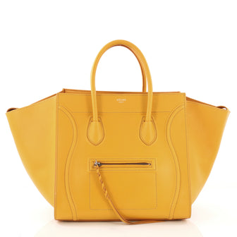 Celine Phantom Handbag Textured Leather Medium Yellow 397051