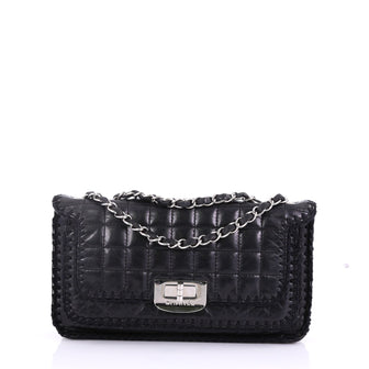 Chanel Whipstich Chocolate Bar Mademoiselle Flap Bag Black 3971113